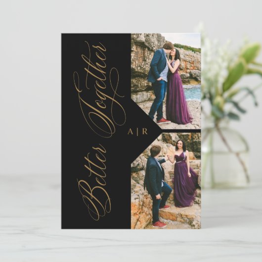 Whimsical Luxury Modern 2 Photos Collage Wedding Save The Date (Staand voorkant)