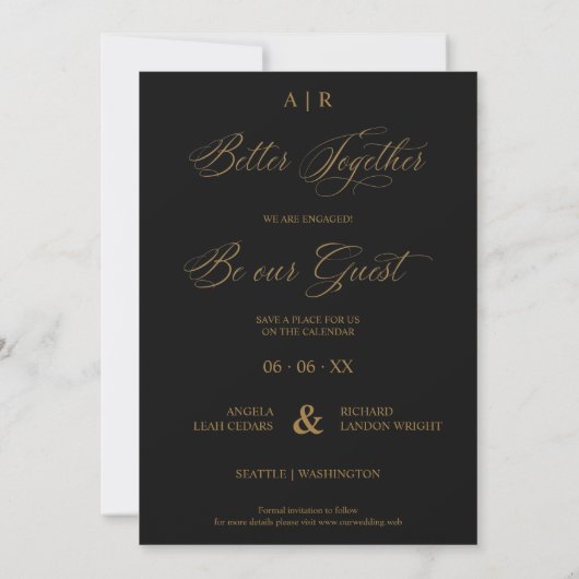 Whimsical Luxury Modern 2 Photos Collage Wedding Save The Date (Achterkant)