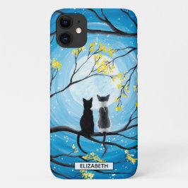 Whimsical maan met katten | Naam toevoegen Case-Mate iPhone Case