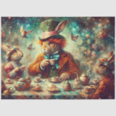Whimsical Mad Hatter March Hare Tea Decoupage Tissuepapier (Voorkant)