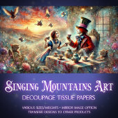 Whimsical Mad Hatter Tea Party Decoupage Tissuepapier