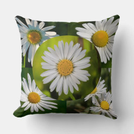 Whimsical Madeliefje Bloesem Zomer Bloemencollage Kussen