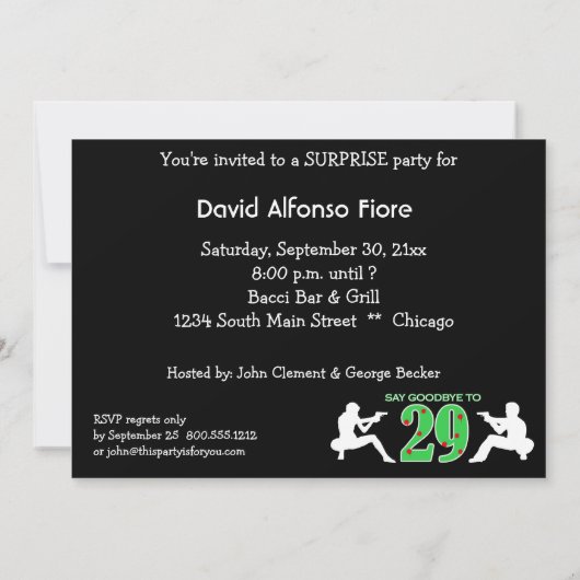 Whimsical Maffia Style 30e Verjaardagsfeest Uitnod Kaart (Achterkant)