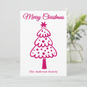Whimsical Magenta Hand getrokken kerstboom Feestdagenkaart (Staand voorkant)