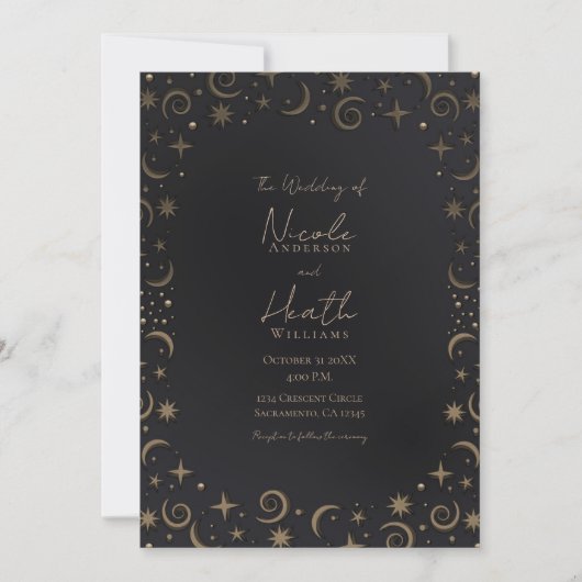 Whimsical Magic Celestial Swirls Wedding Kaart (Voorkant)