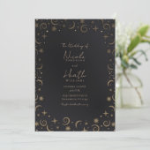 Whimsical Magic Celestial Swirls Wedding Kaart (Staand voorkant)
