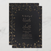 Whimsical Magic Celestial Swirls Wedding Kaart (Voorkant / Achterkant)