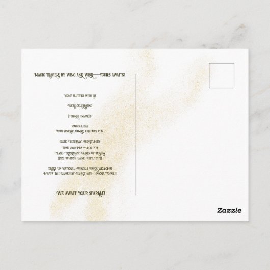 Whimsical Magic Fairy Child Party Nodig Briefkaart (Achterkant)