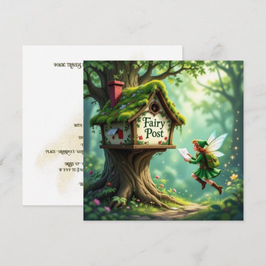 Whimsical Magic Fairy Post Uitnodiging voor een ki (Voorkant / Achterkant)