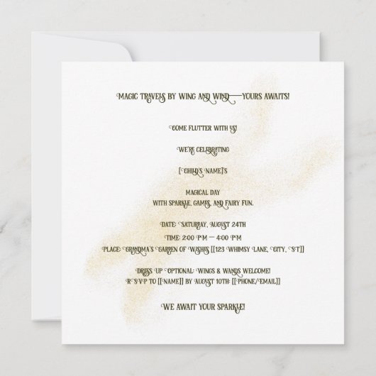 Whimsical Magic Fairy Post Uitnodiging voor een ki (Achterkant)