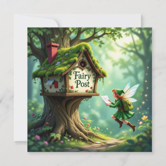 Whimsical Magic Fairy Post Uitnodiging voor een ki (Voorkant)