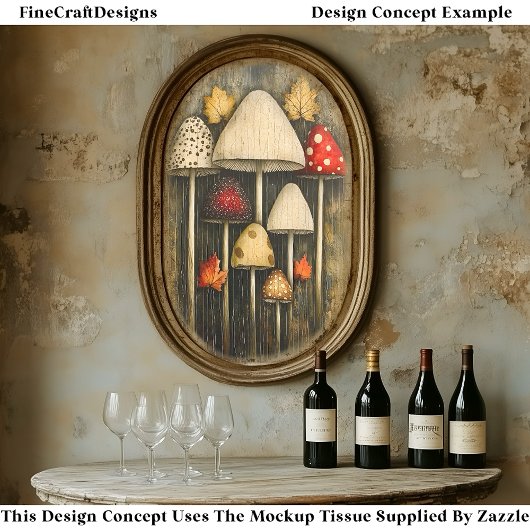 Whimsical Magic Mushrooms & Leaves AW9 Decoupage Tissuepapier