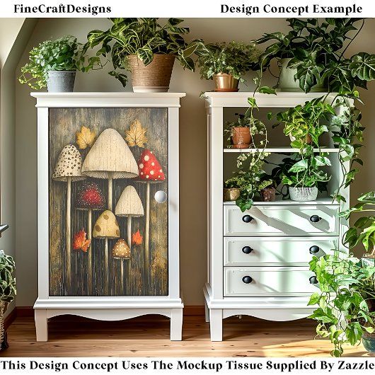 Whimsical Magic Mushrooms & Leaves AW9 Decoupage Tissuepapier