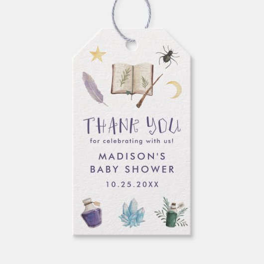Whimsical Magic Potions Halloween Baby Shower Cadeaulabel (Voorkant)