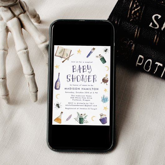 Whimsical Magic Potions Halloween Baby Shower Kaart