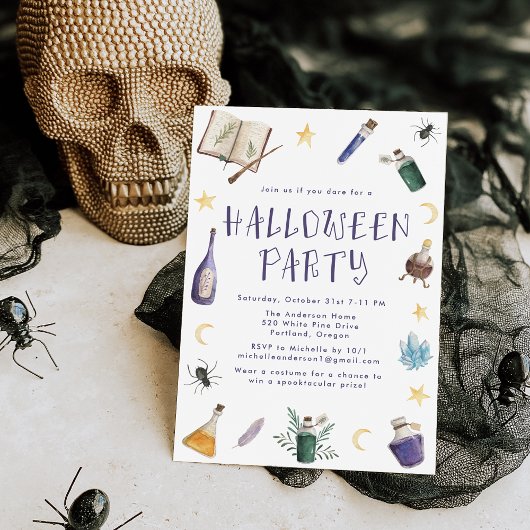 Whimsical Magic Potions Halloween Party Kaart