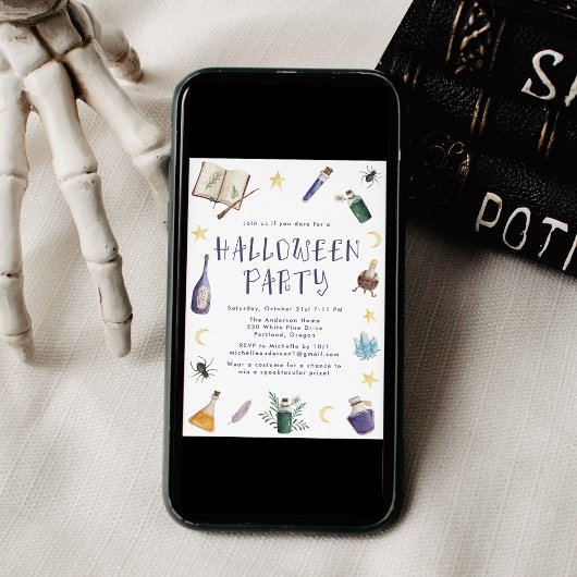 Whimsical Magic Potions Halloween Party Kaart