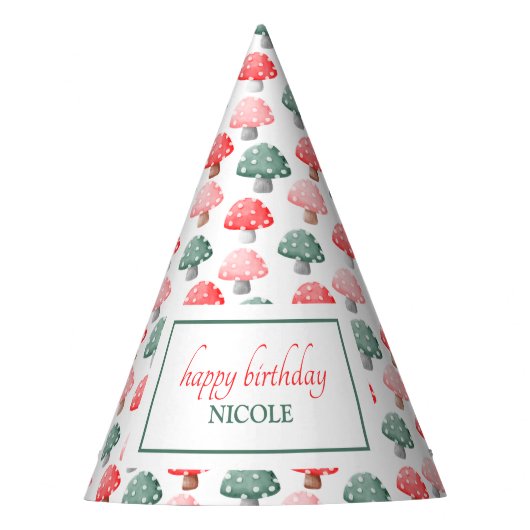 Whimsical Magic Schattige Kleurrijke Paddestoel Ve Feesthoedjes (Voorkant)