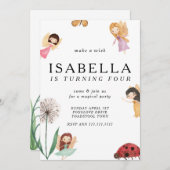 Whimsical Magical Fairy Birthday Invitation Kaart (Voorkant / Achterkant)