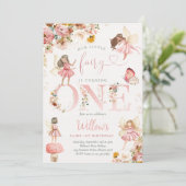 Whimsical Magical Floral Fairy 1e verjaardag Kaart (Staand voorkant)