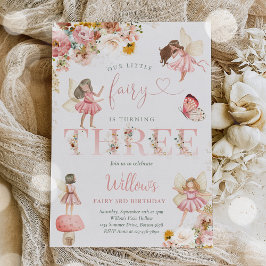 Whimsical Magical Floral Fairy 3rd Birthday Kaart