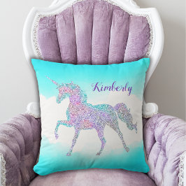 Whimsical Magical Glitter Unicorn Kussen