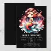 Whimsical Magical Mermaid Verjaardag Kaart (Voorkant / Achterkant)