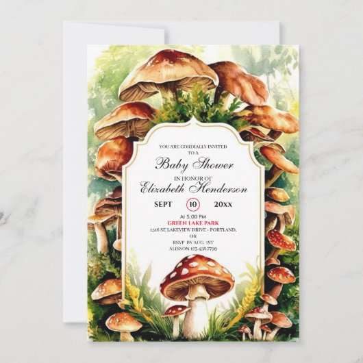 Whimsical Magical Mushroom Baby shower Kaart (Voorkant)