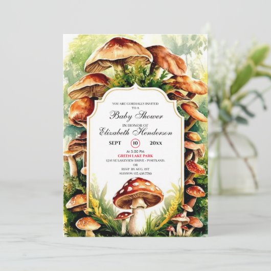 Whimsical Magical Mushroom Baby shower Kaart (Staand voorkant)