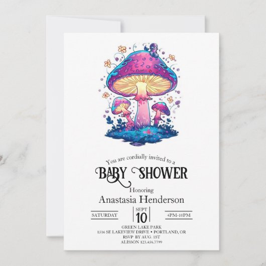 Whimsical Magical Mushroom Baby shower Kaart (Voorkant)