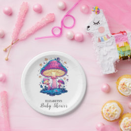 Whimsical Magical Mushroom Baby shower Papieren Bordje