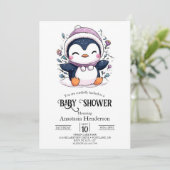 Whimsical Magical Penguin Baby shower Kaart (Staand voorkant)