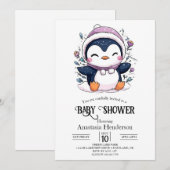 Whimsical Magical Penguin Baby shower Kaart (Voorkant / Achterkant)