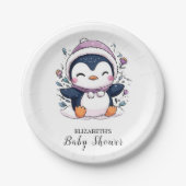 Whimsical Magical Penguin Baby shower Papieren Bordje (Voorkant)