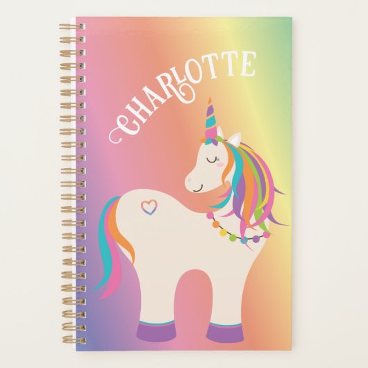 Whimsical Magical Rainbow Unicorn, gepersonaliseer Planner (Voorkant)