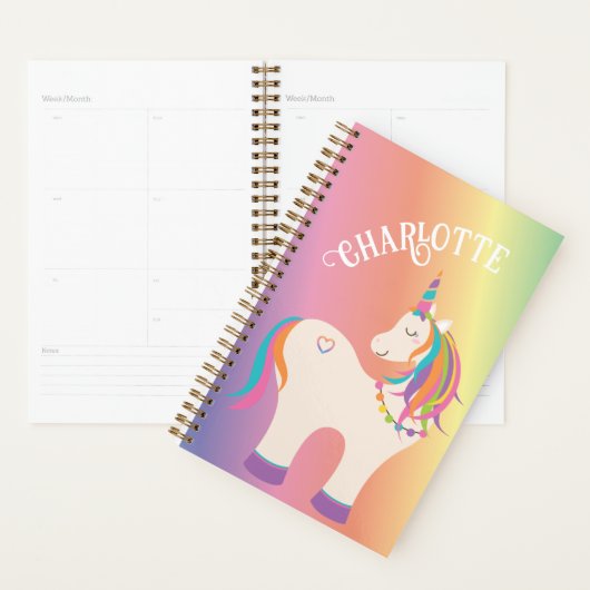 Whimsical Magical Rainbow Unicorn, gepersonaliseer Planner (Display)