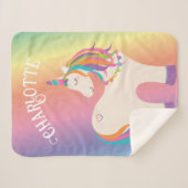 Whimsical Magical Rainbow Unicorn, gepersonaliseer Sherpa Deken (Voorkant (horizontaal))