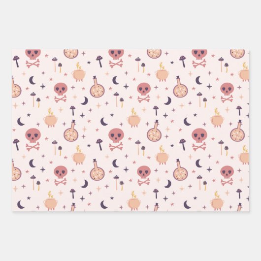 Whimsical Magical roze witch-themed Inpakpapier Vel (Voorkant 2)