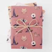 Whimsical Magical roze witch-themed Inpakpapier Vel (In situ)