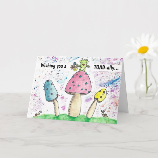 Whimsical Magical Toad Mushrooms Verjaardag Kaart (Kleine Plant)