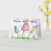 Whimsical Magical Toad Mushrooms Verjaardag Kaart (Gele Bloem)