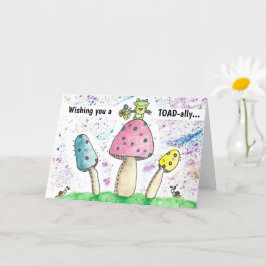 Whimsical Magical Toad Mushrooms Verjaardag Kaart