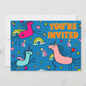 Whimsical Magical Unicorn Birthday Party Kaart (Voorkant)