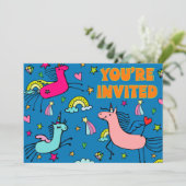 Whimsical Magical Unicorn Birthday Party Kaart (Staand voorkant)