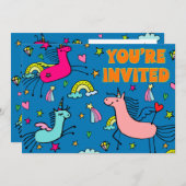 Whimsical Magical Unicorn Birthday Party Kaart (Voorkant / Achterkant)