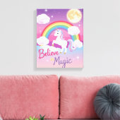 Whimsical Magical Unicorn Illustration Canvas Afdruk (Insitu (Woonkamer))