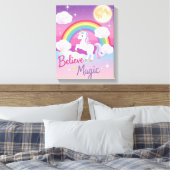 Whimsical Magical Unicorn Illustration Canvas Afdruk (Insitu (Slaapkamer))