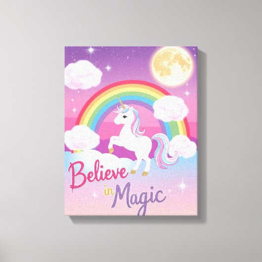 Whimsical Magical Unicorn Illustration Canvas Afdruk (Voorkant)