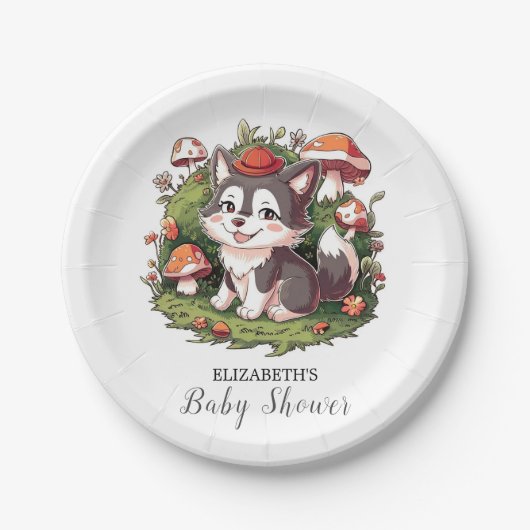 Whimsical Magical Wolf Baby shower Papieren Bordje (Voorkant)