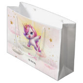 Whimsical magie roze dabbing eenhoorn kinderen ver groot cadeauzakje (Voorkant Gekanteld)